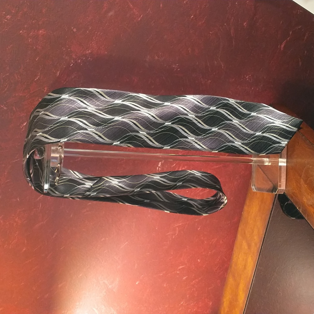 Mens Covington Silk Tie Black/White & Gray